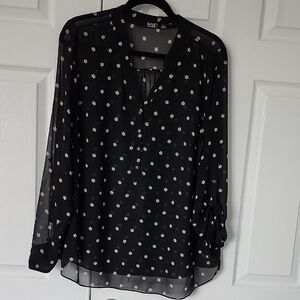 a.n.a Black Floral Sheer Blouse